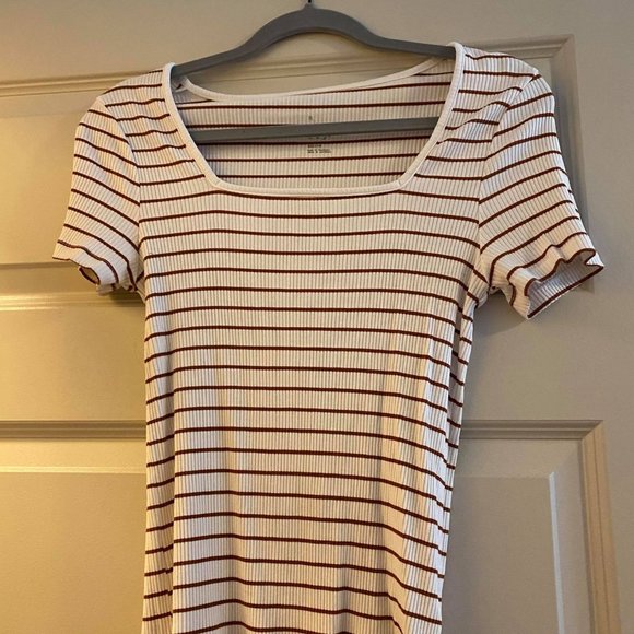 Square neck Striped Top - Rust and White - Picture 2 of 2